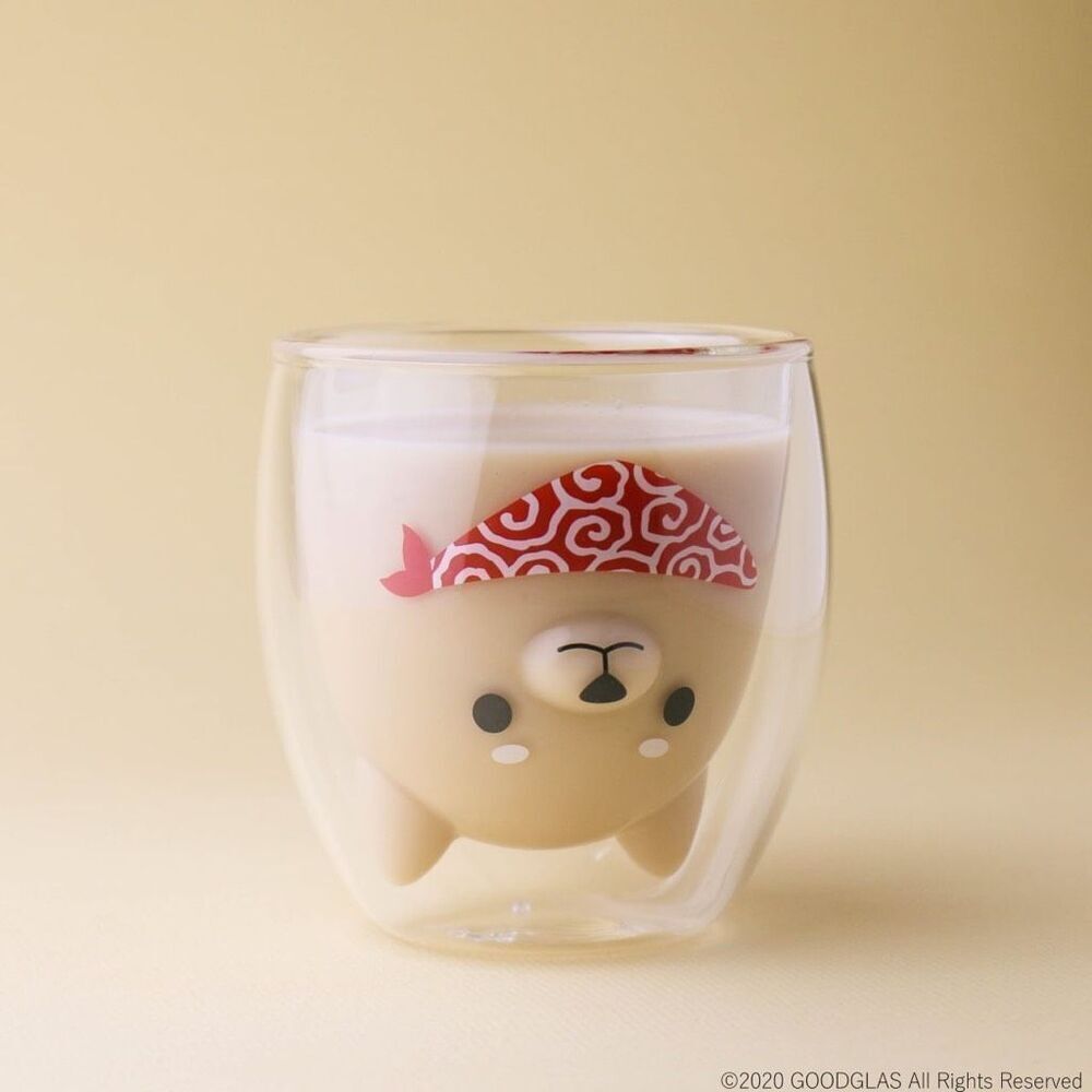 Goodglass Clear 3D Shiba Inu Red Scarf Double-Walled Insulated Glass Coffee Mug - Picture 3 of 7